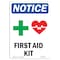 Signmission Safety Sign, OSHA Notice, 18" Height, Rigid Plastic, First Aid Kit Sign With Symbol, Portrait OS-NS-P-1218-V-12750 - alternate 1